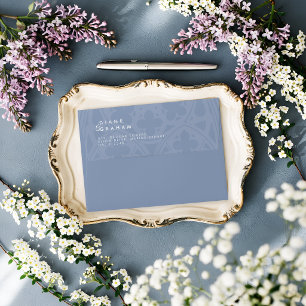 Dusty Blue Elegant Classic Gothic Minimal Wedding Envelope
