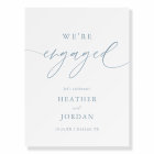 Dusty Blue Elegant Engagement Party Engaged Sign