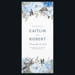 Dusty Blue Elegant Floral Wedding Programs Programme<br><div class="desc">Dusty blue watercolor flowers wedding programs</div>