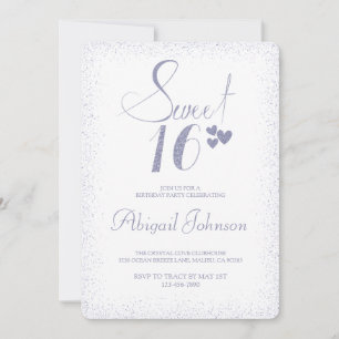 Dusty Blue Elegant Girls Sweet 16 Birthday Invitation