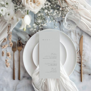 Dusty Blue Elegant Minimalist Wedding Flat Menu