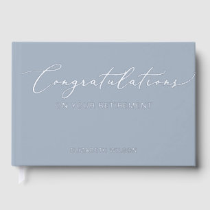 Dusty Blue Elegant Modern Retirement Guest Book