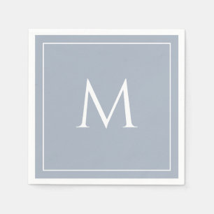 Dusty blue elegant monogram initial  napkin