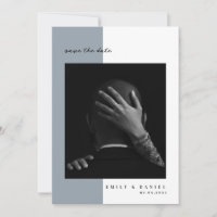 Dusty Blue Elegant Photo Save the date Invitation