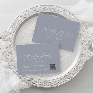 Dusty Blue Elegant QR Code RSVP Card
