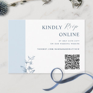 Dusty Blue Elegant QR Code RSVP Wedding Enclosure Card