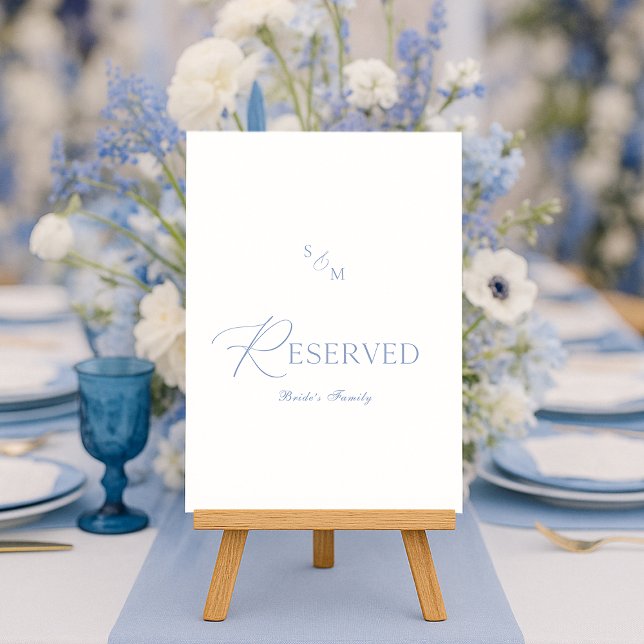 Dusty Blue Elegant “Reserved” Wedding Sign Invitation (Creator Uploaded)