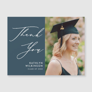 Dusty Blue Elegant Script Graduation Thank You