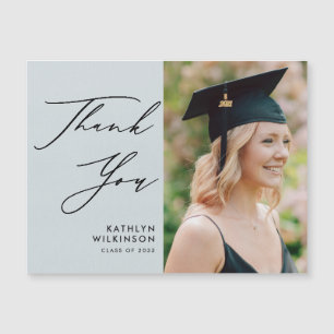 Dusty Blue Elegant Script Graduation Thank You