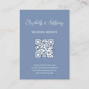 Dusty Blue Elegant Script   QR Code Wedding RSVP Enclosure Card