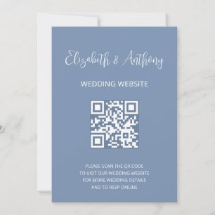 Dusty Blue Elegant Script   QR Code Wedding RSVP Invitation