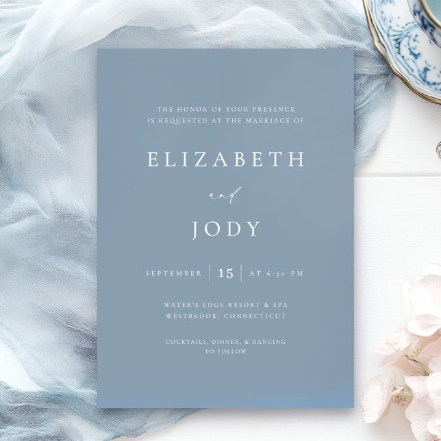 Dusty Blue Elegant Simple Wedding Modern Invitation (Creator Uploaded)