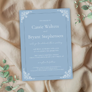 Dusty Blue Elegant Vintage Wedding Invite