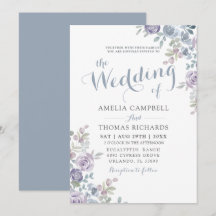 Dusty Blue Elegant Watercolor Floral Wedding
