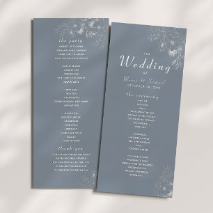 Dusty Blue Elegant Wedding Ceremony Program Programme