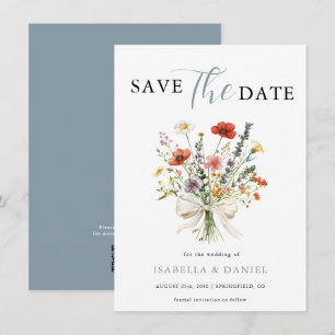 Dusty Blue Elegant Wedding Floral Save The Date