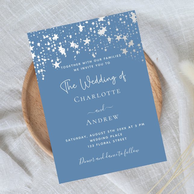 Dusty blue elegant wedding invitation postcard (Creator Uploaded)