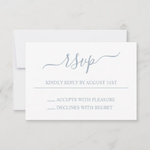 Dusty Blue Elegant Wedding RSVP Card