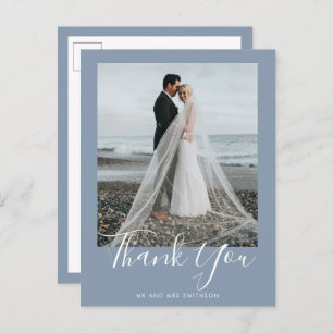Dusty Blue Elegant Wedding Thank You Postcard