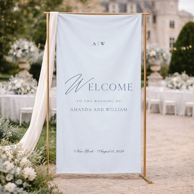 Dusty Blue Elegant Wedding Welcome Banner (Creator Uploaded)