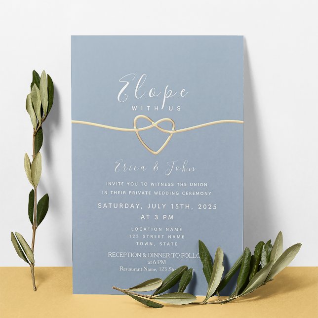 Dusty Blue Elopement Wedding Invitation (Creator Uploaded)