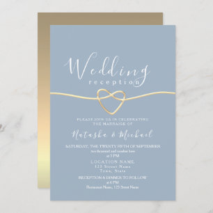 Dusty Blue Elopement Wedding Reception Invitation