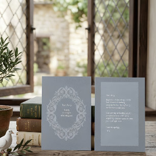 Dusty Blue Embroidered-look Filigree Apology Card