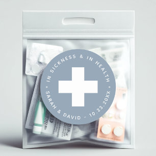 Dusty Blue Emergency Kit In Sickness and in Health Classic Round Sticker