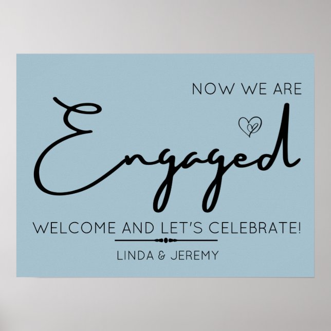 Dusty Blue Engagement Party Welcome Sign (Front)