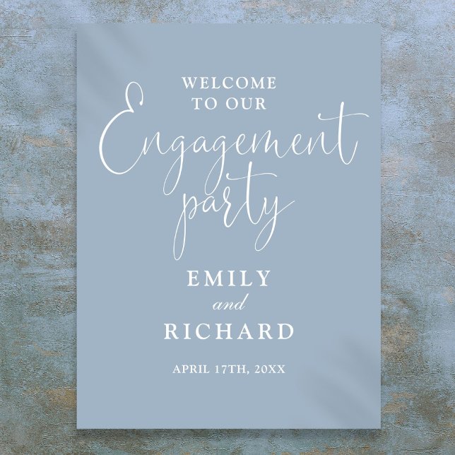 Dusty Blue Engagement Party Welcome Sign (Dusty Blue Engagement Party Welcome Sign)