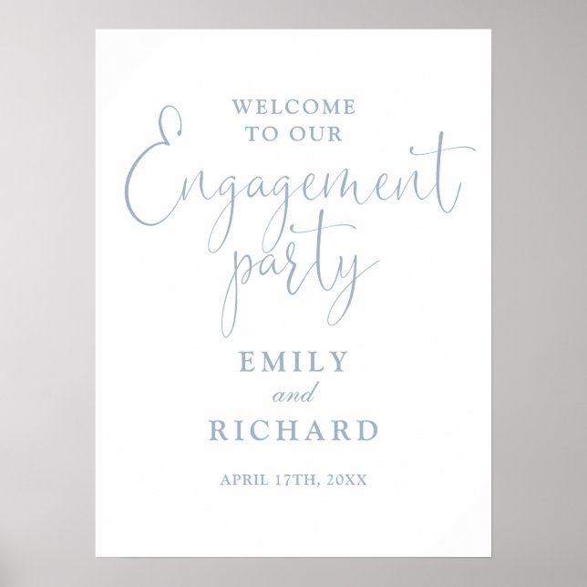 Dusty Blue Engagement Party Welcome Sign (Front)