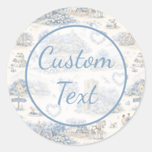 Dusty Blue English Village Wedding Watercolor Classic Round Sticker