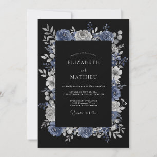 Dusty Blue Enigmatic Winter Wedding Invitation