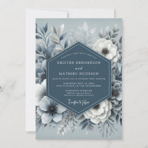 Dusty Blue Ethereal Flora Wedding Invitation
