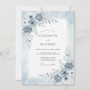 Dusty Blue Ethereal Winter Wedding Invitation