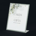 Dusty Blue Eucalyptus Botanical Bridal Shower Gift Pedestal Sign<br><div class="desc">Designed to coordinate with my Elegant Eucalyptus Green Botanical Bridal Shower Suite, this gorgeous bridal shower gifts pedestal sign featuring lush grey green botanical leaves and eucalyptus, and bordered in pale eucalyptus blue grey green. Accented with beautiful modern hand lettered calligraphy. Part of a co-ordinated suite. See full collection here:...</div>