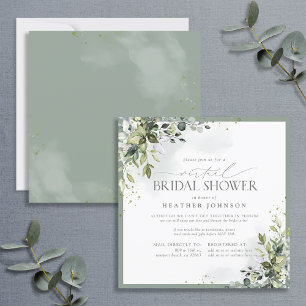 Dusty Blue Eucalyptus Botanical Virtual Shower Invitation