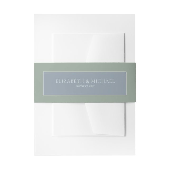 Dusty Blue Eucalyptus Botanical Wedding Invitation Belly Band (Front Example)