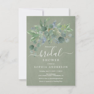 Dusty Blue Eucalyptus Bridal Shower Invitations