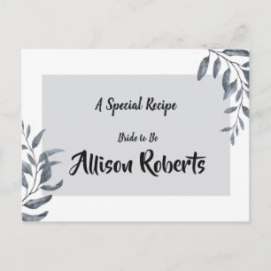 Dusty Blue Eucalyptus Bridal Shower Recipe Postcard