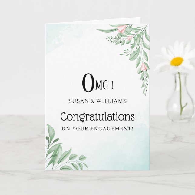 Dusty Blue Eucalyptus Engaged Congratulations Card (Small Plant)