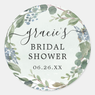 Dusty Blue Eucalyptus Envelope Favour Stickers