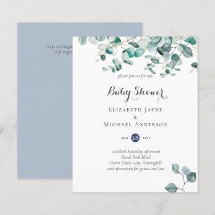 Dusty Blue Eucalyptus Greenery BABY SHOWER Invites