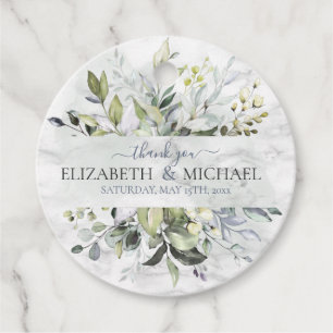 Dusty Blue Eucalyptus Greenery Botanical Marble Favour Tags