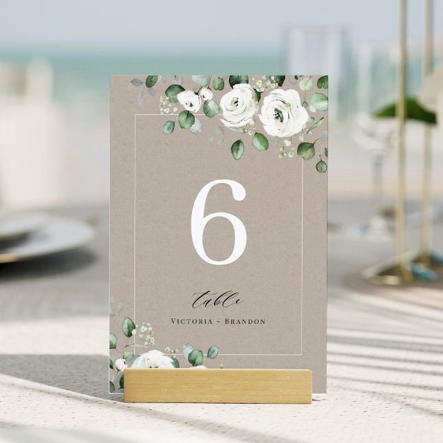 Dusty blue eucalyptus greenery floral wedding table number (Dusty blue eucalyptus greenery floral wedding table number)