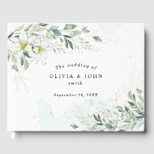 Dusty Blue Eucalyptus Greenery Succulent Wedding Guest Book