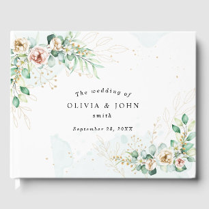 Dusty Blue Eucalyptus Greenery Succulent Wedding Guest Book