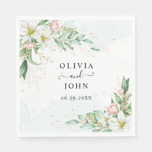 Dusty Blue Eucalyptus Greenery Succulent Wedding Napkin