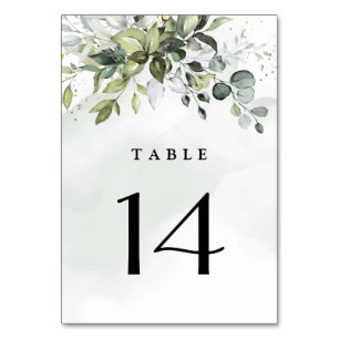 Dusty Blue Eucalyptus Greenery Succulent Wedding Table Number