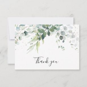 Dusty Blue Eucalyptus Greenery Succulent Wedding Thank You Card